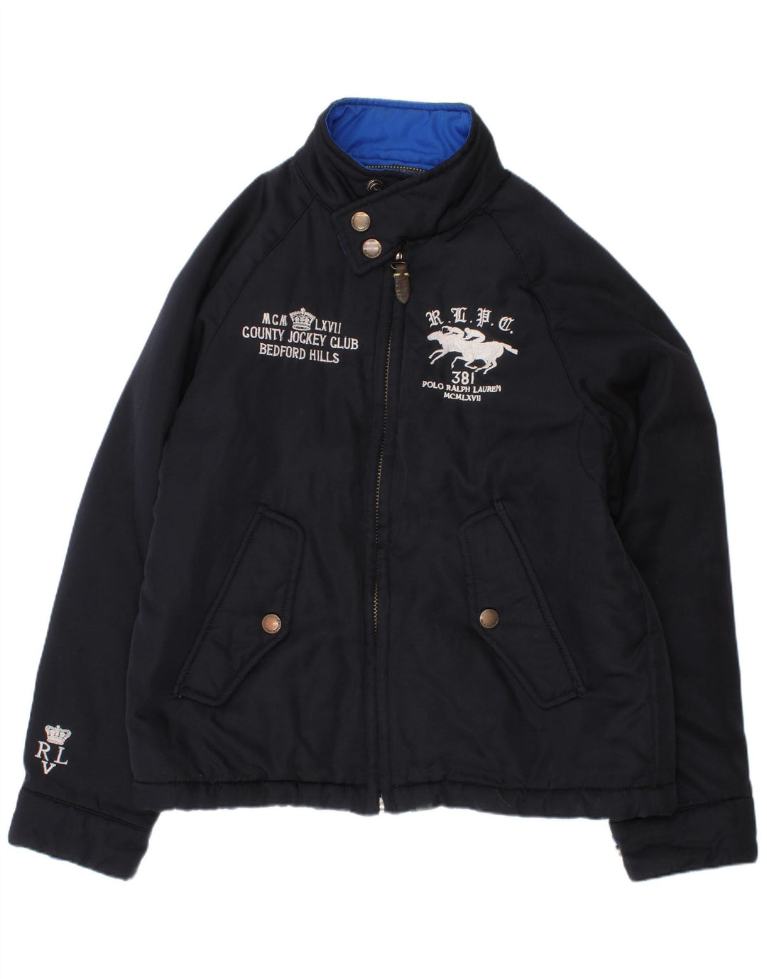 Polo Ralph Lauren Jungen Harrington-Jacke mit Grafik, 7–8 Jahre, Größe S, Marineblau