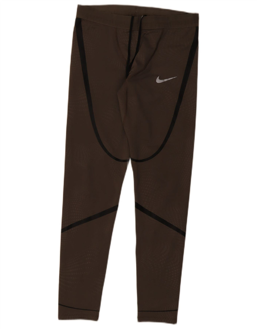 Nike Damen Dri Fit Leggings UK 12 Mittelbraun gestreift Polyester