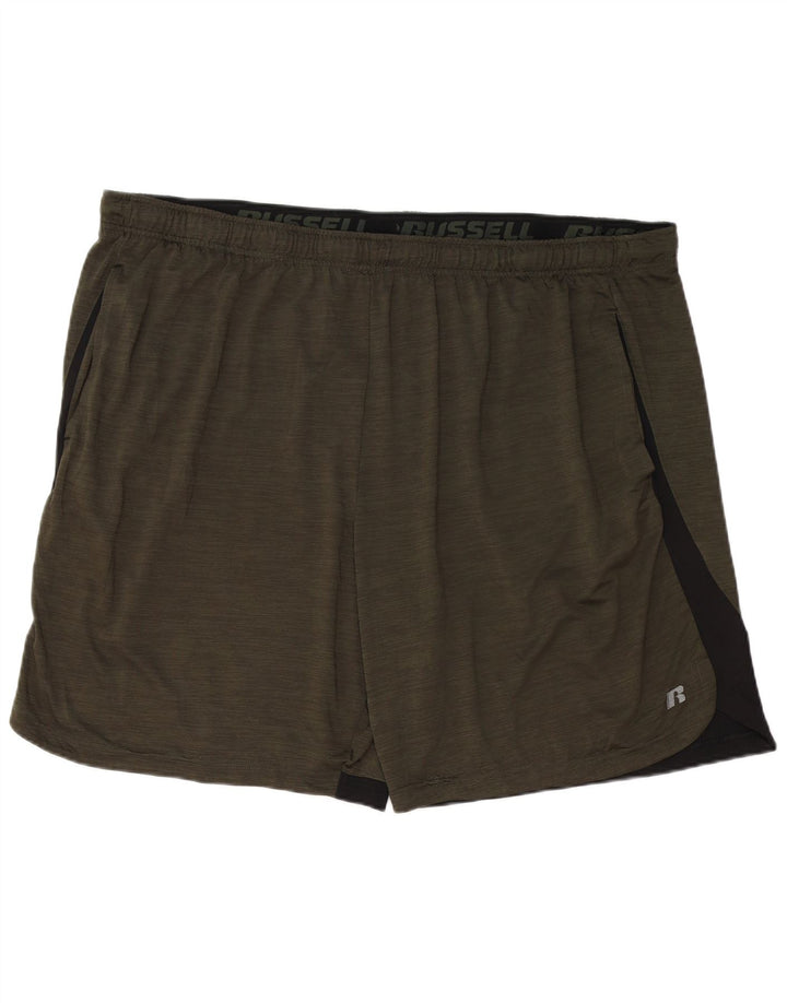 RUSSELL ATHLETIC Herren Dri-Power Sportshorts 3XL Khaki Farbblock