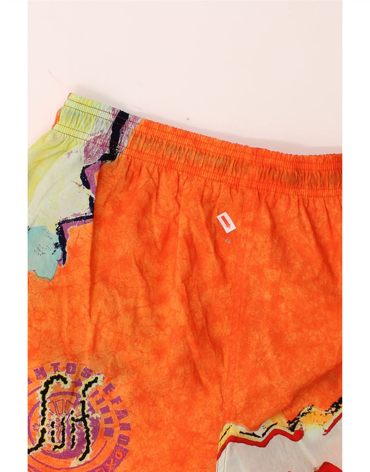 SANTO STEFANO Mens Abstract Pattern Swimming Shorts Large Orange Polyamide Vintage Santo Stefano and Second-Hand Santo Stefano from Messina Hembry 