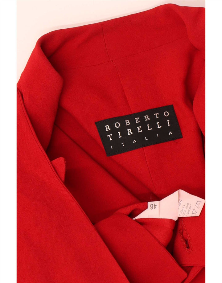 Vintage Damen 1 Knopf Crop Blazer Jacke IT 46 Große rote Viskose