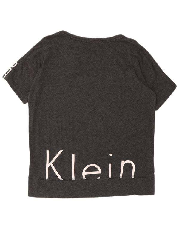 Calvin Klein Damen Performance Graphic T-Shirt Top UK 14 Mittelgrau