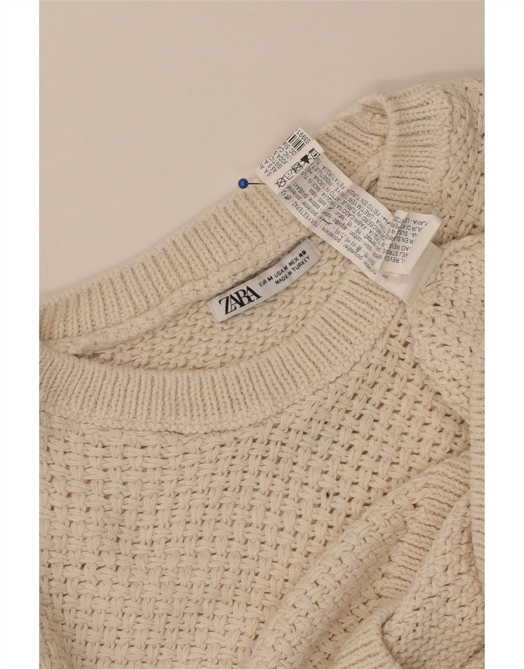 ZARA Herren-Pullover mit Rundhalsausschnitt, mittelbeigefarbenes Polyester