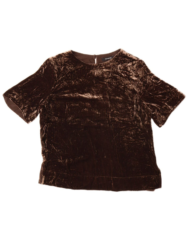 Marks & Spencer Damen-Blusenoberteil „Autograph“ aus Velours, Gr. 10, Größe S, Braun
