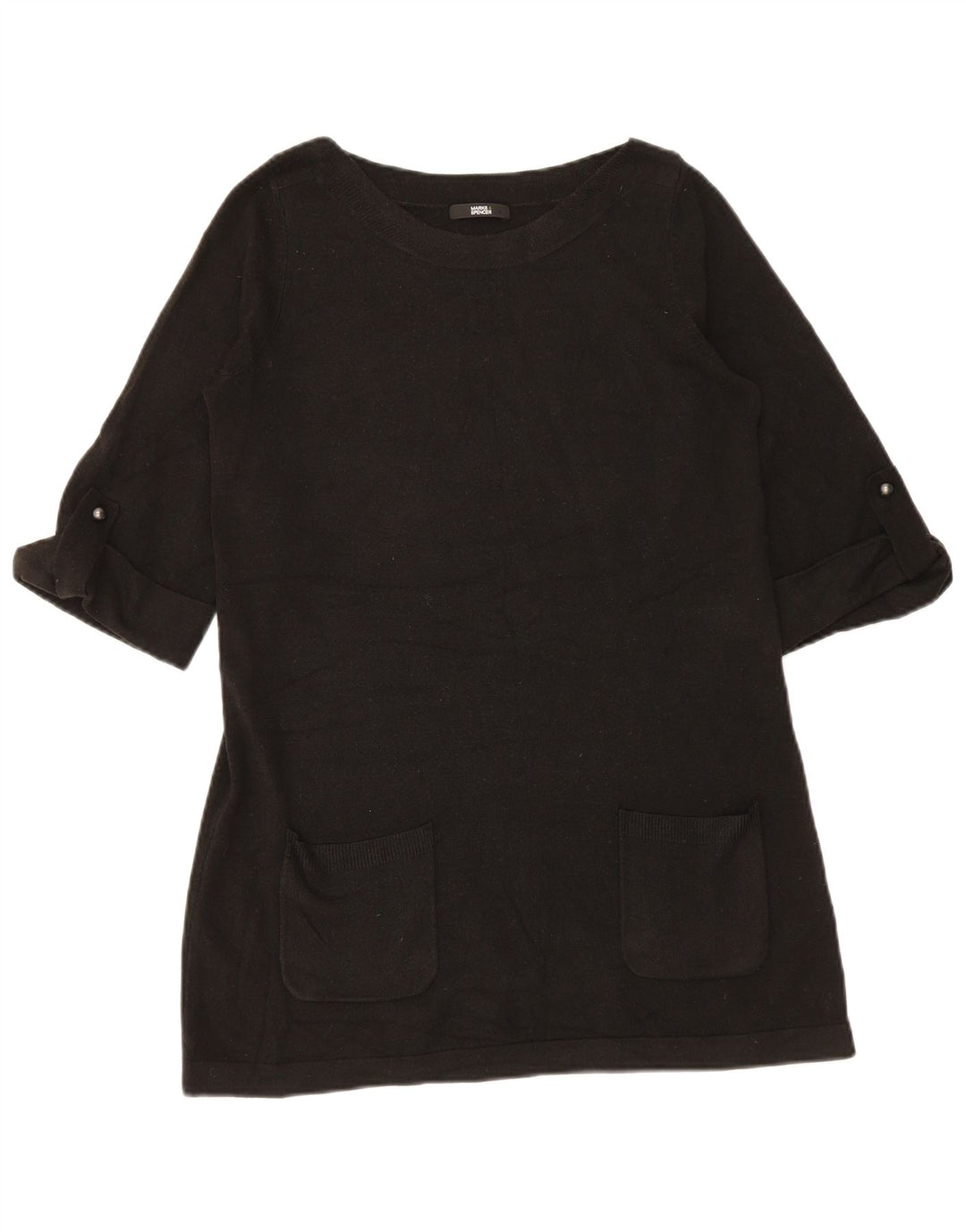 Marks & Spencer Damen-Pullover mit 1/2-Ärmeln und U-Boot-Ausschnitt, Gr. 12, Mittelblau
