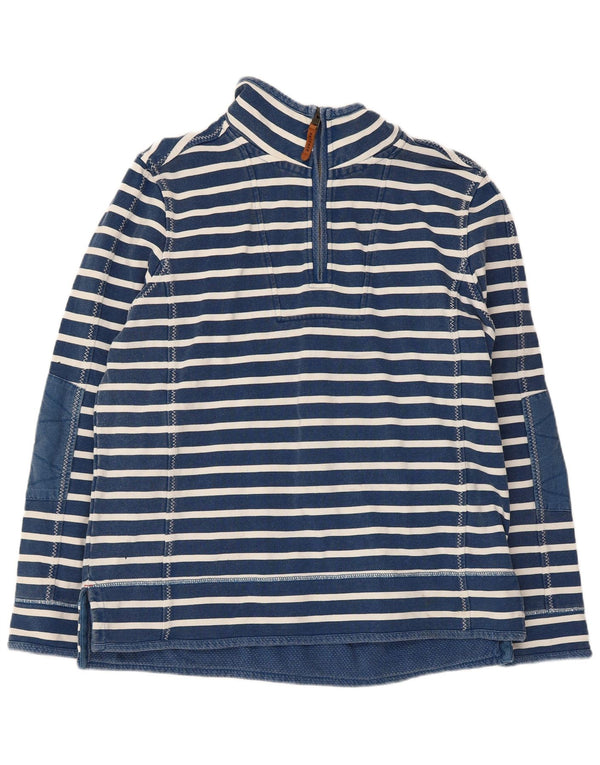 Fat Face Herren-Sweatshirt Airlie mit Reißverschluss am Hals, groß, marineblau gestreift