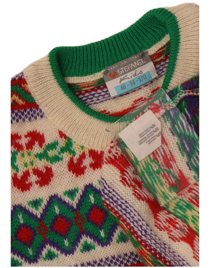 STEFANEL Jungen-Pullover mit Rundhalsausschnitt, 13–14 Jahre, mehrfarbig, Fair Isle