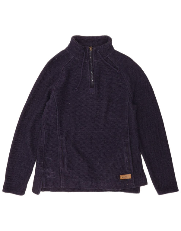 Weird Fish Damen-Sweatshirt mit Reißverschluss am Hals, UK 12, mittelmarineblaue Baumwolle