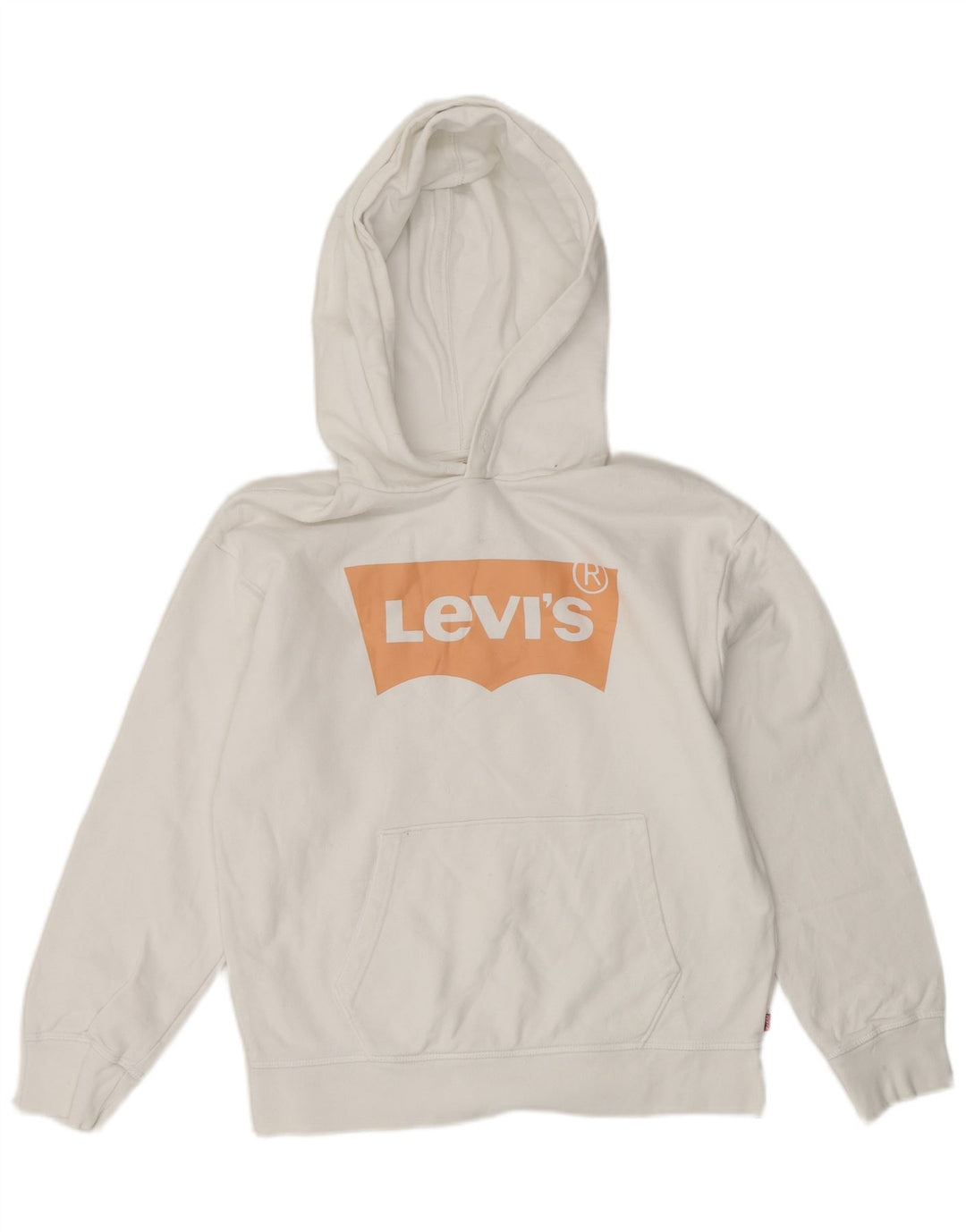 LEVI'S Womens Oversized Graphic Hoodie Jumper UK 6 XS White Cotton