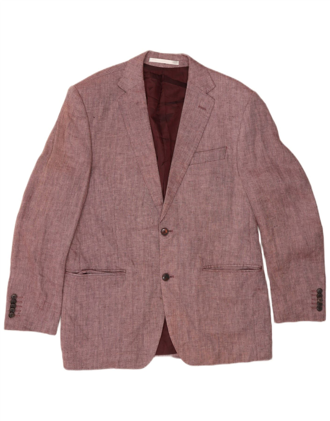 Marks & Spencer Herren-Blazer mit 2 Knöpfen, UK 40, mittelrosa, Fischgrätenmuster