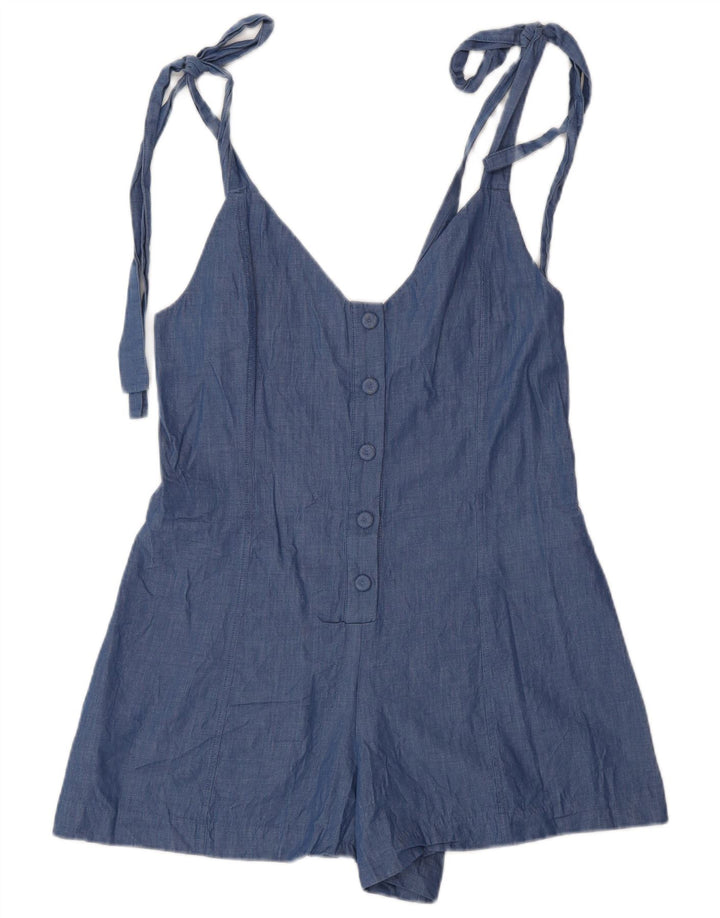 Zara Damen Playsuit UK 10 Small Blaue Baumwolle