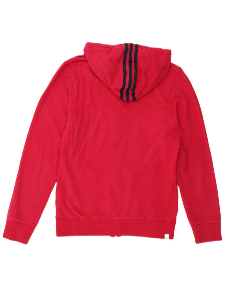 Adidas Damen Zip Hoodie Pullover UK 14 Mittelrosa Baumwolle
