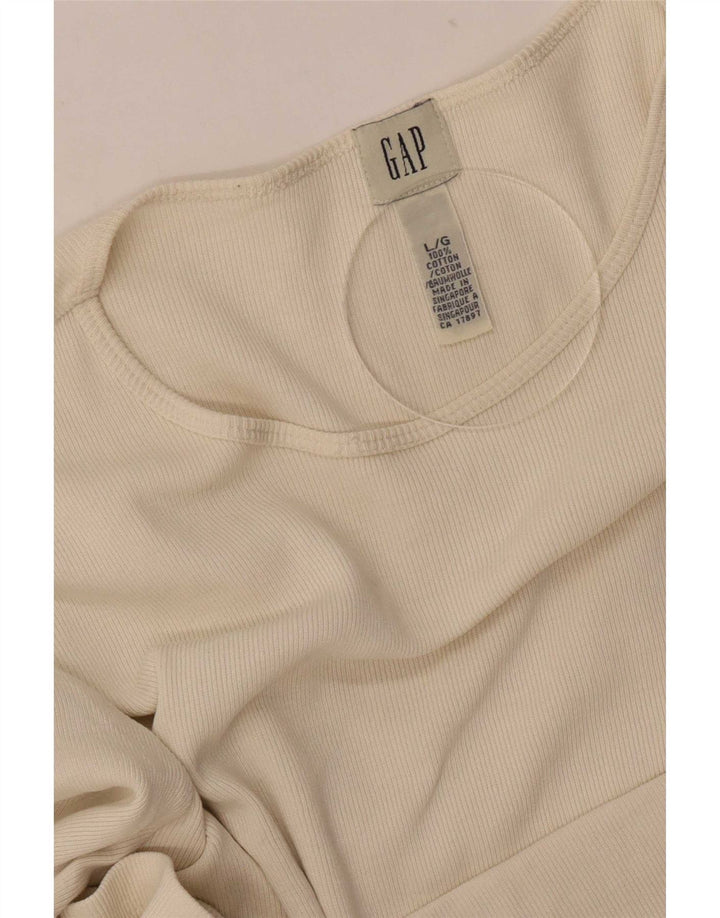 Gap Damen Top Langarm UK 14 Large Off White Cotton