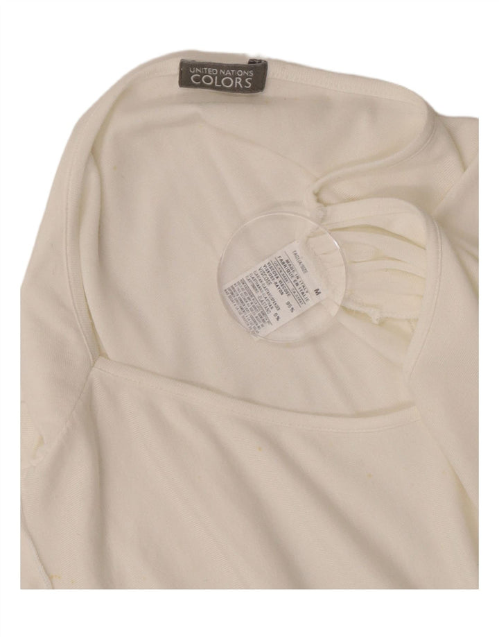 Benetton Damen-Blusenoberteil mit Fledermausärmeln, UK-Größe 44, mittlere, cremefarbene Viskose