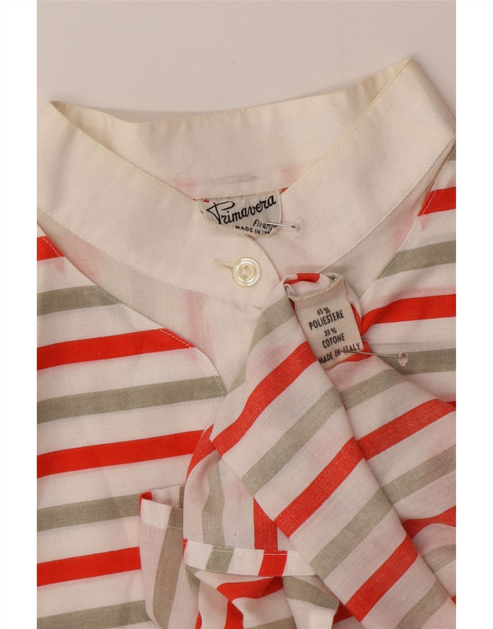 VINTAGE Damen Pullover Shirt UK 16 Großes mehrfarbig gestreiftes Polyester