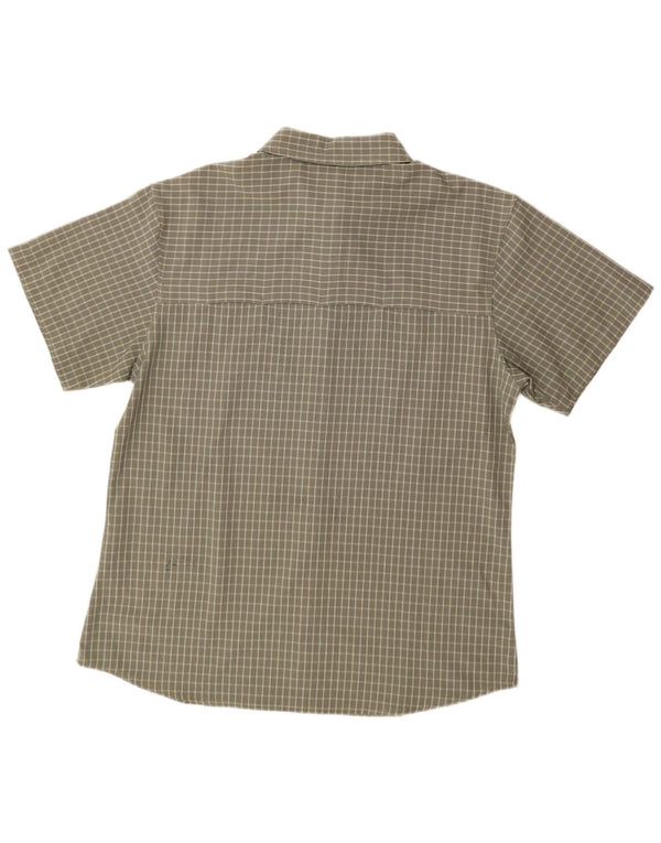 JACK WOLFSKIN Damen Kurzarmhemd UK 18 XL Khaki Check Polyester