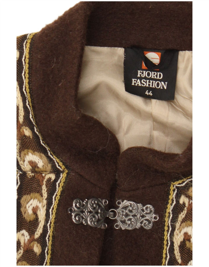 Fjord Damen Blazer Jacke EU 44 XL Beige Fair Isle Wolle Retro
