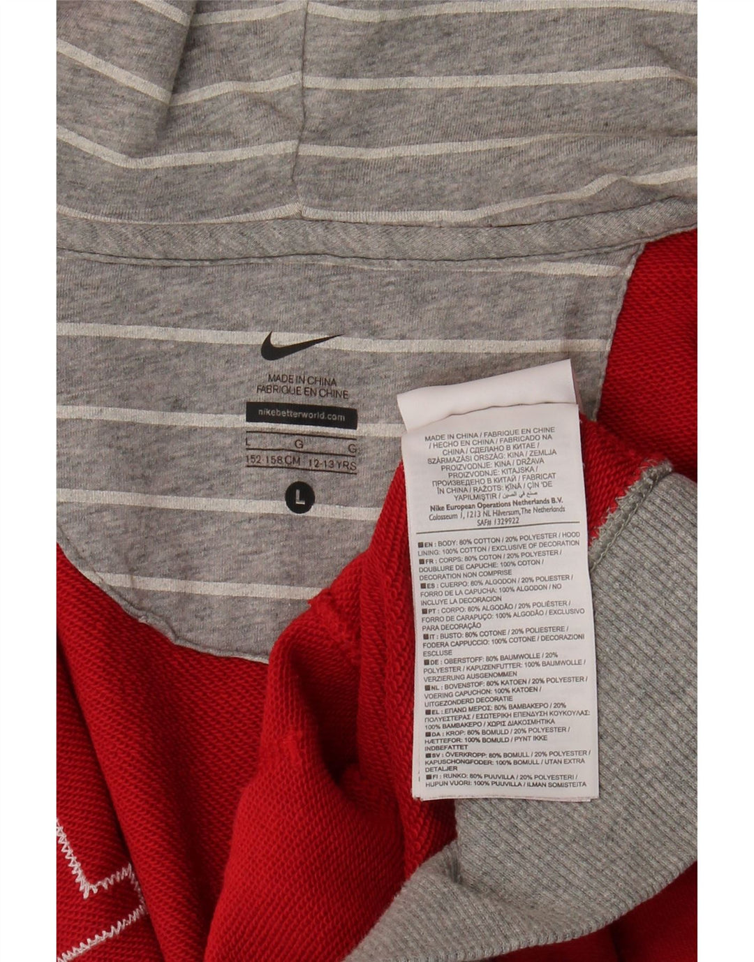 Nike Jungen-Kapuzenpullover mit grafischem Reißverschluss, 12–13 Jahre, groß, rot, Farbblock