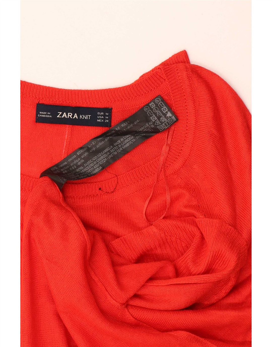 Übergroßer Damen-Pullover mit U-Boot-Ausschnitt von Zara, Gr. 14, mittelorange Viskose