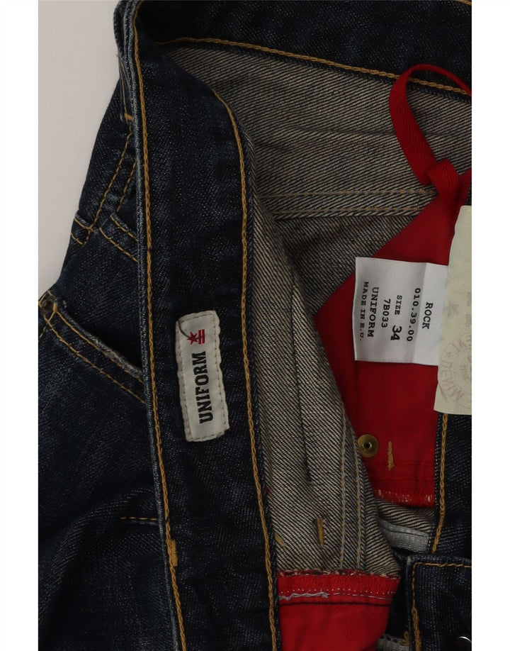Uniform Herren Straight Jeans W34 L32 Blaue Baumwolle