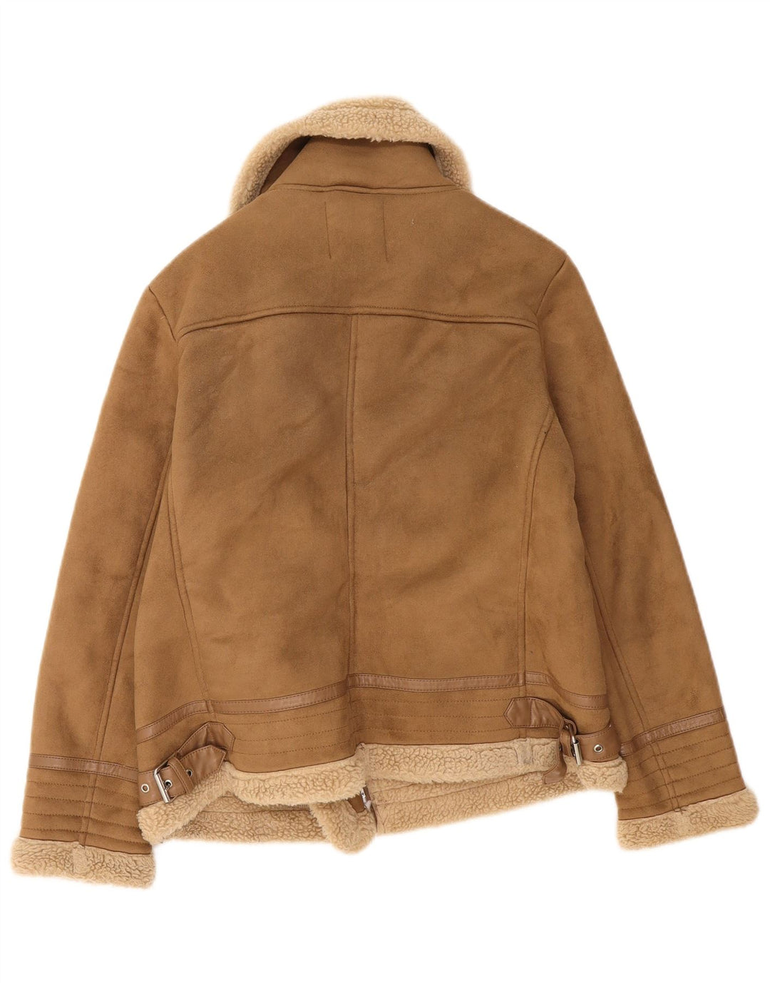 Zara Damen Sherpa Jacke UK 16 Large Beige Polyester