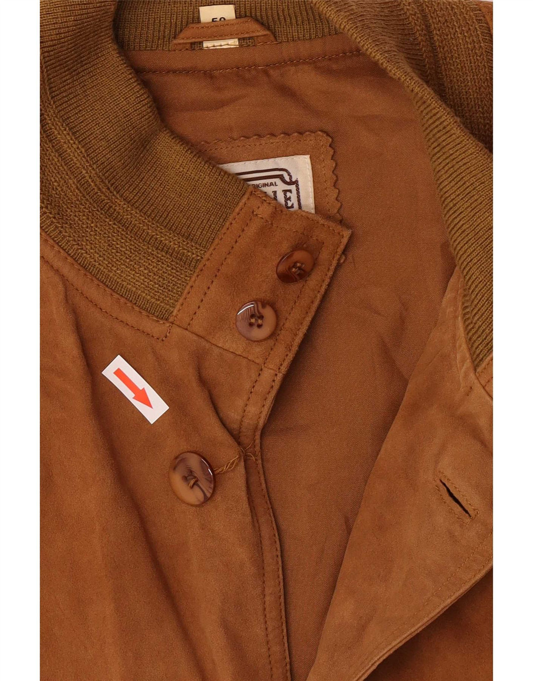 Vintage Herren Bomber Wildlederjacke IT 50 Großes braunes Leder Retro