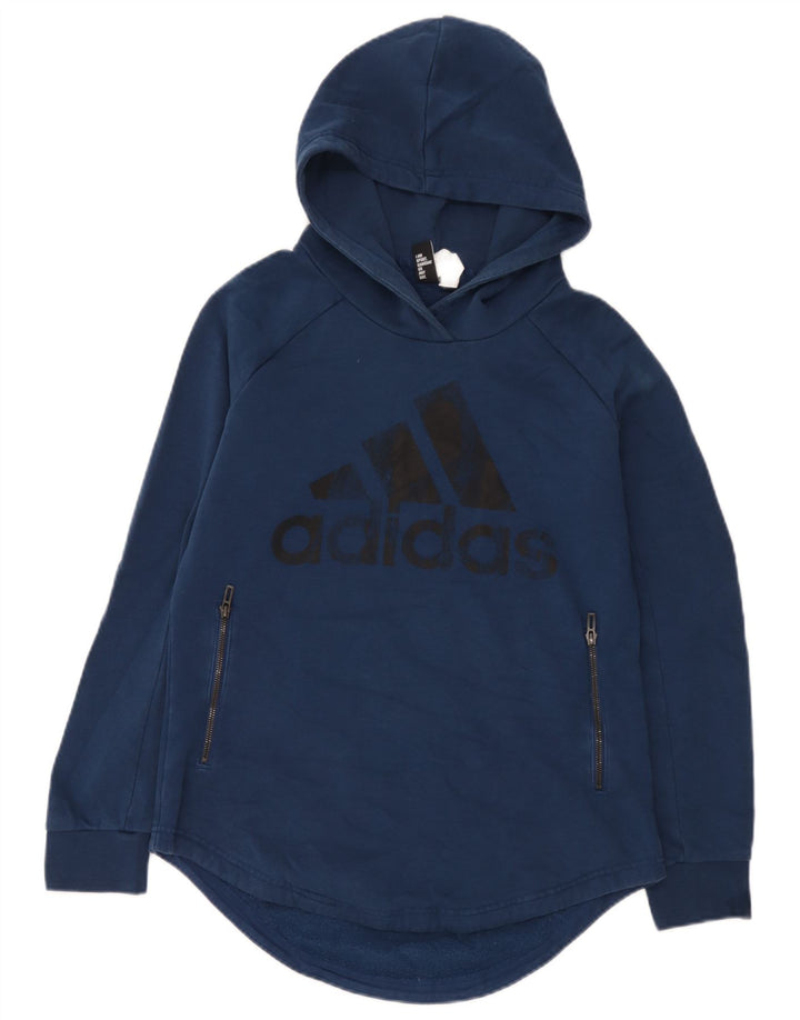 Adidas Herren Graphic Hoodie Pullover mittelblaue Baumwolle