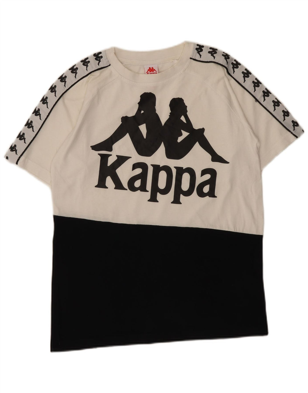 Kappa Herren-T-Shirt mit Grafik, Größe S, weiße Farbblock-Baumwolle