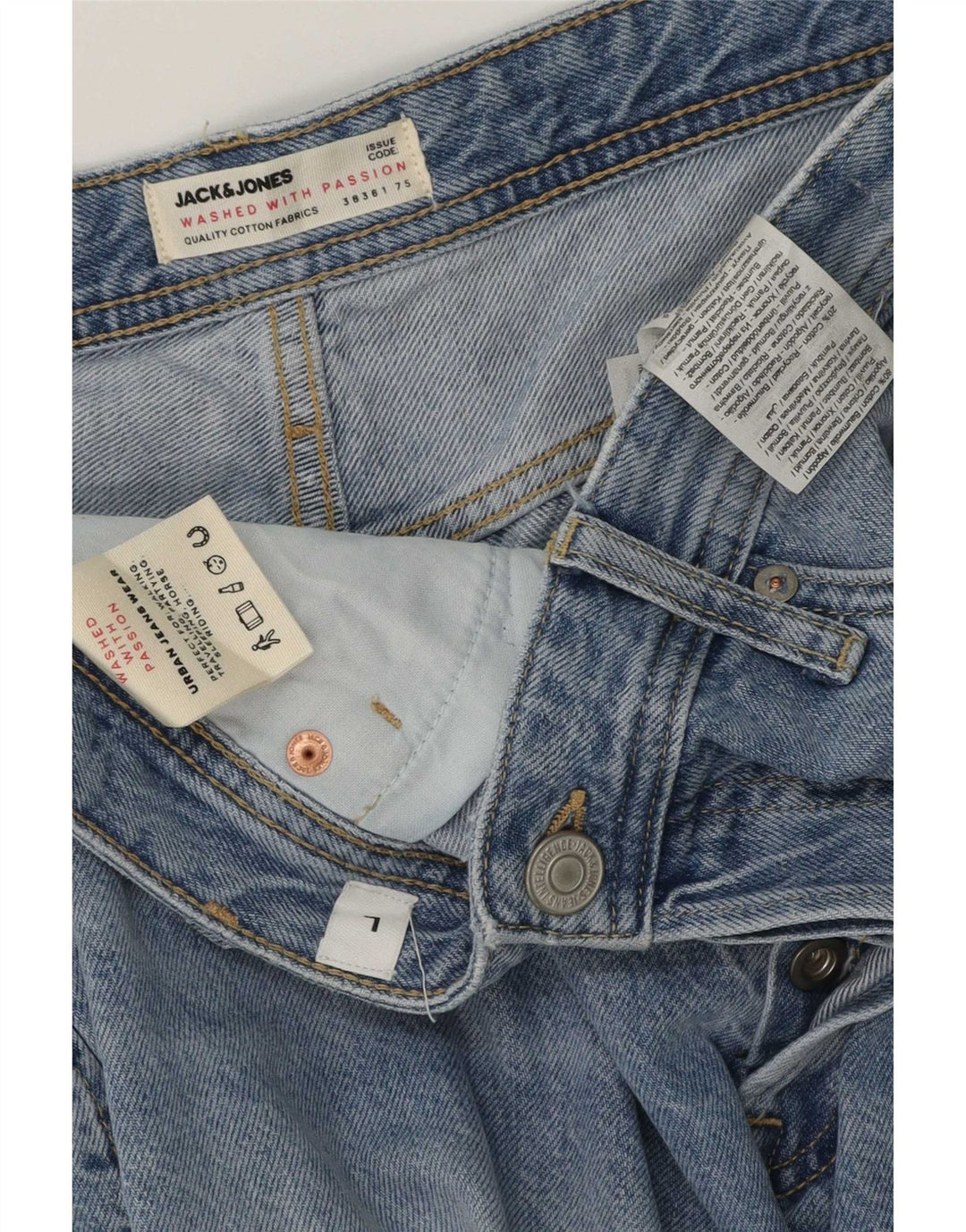 Jack & Jones Herren Chris Denim Shorts, Größe L, W34, Blau, Baumwolle