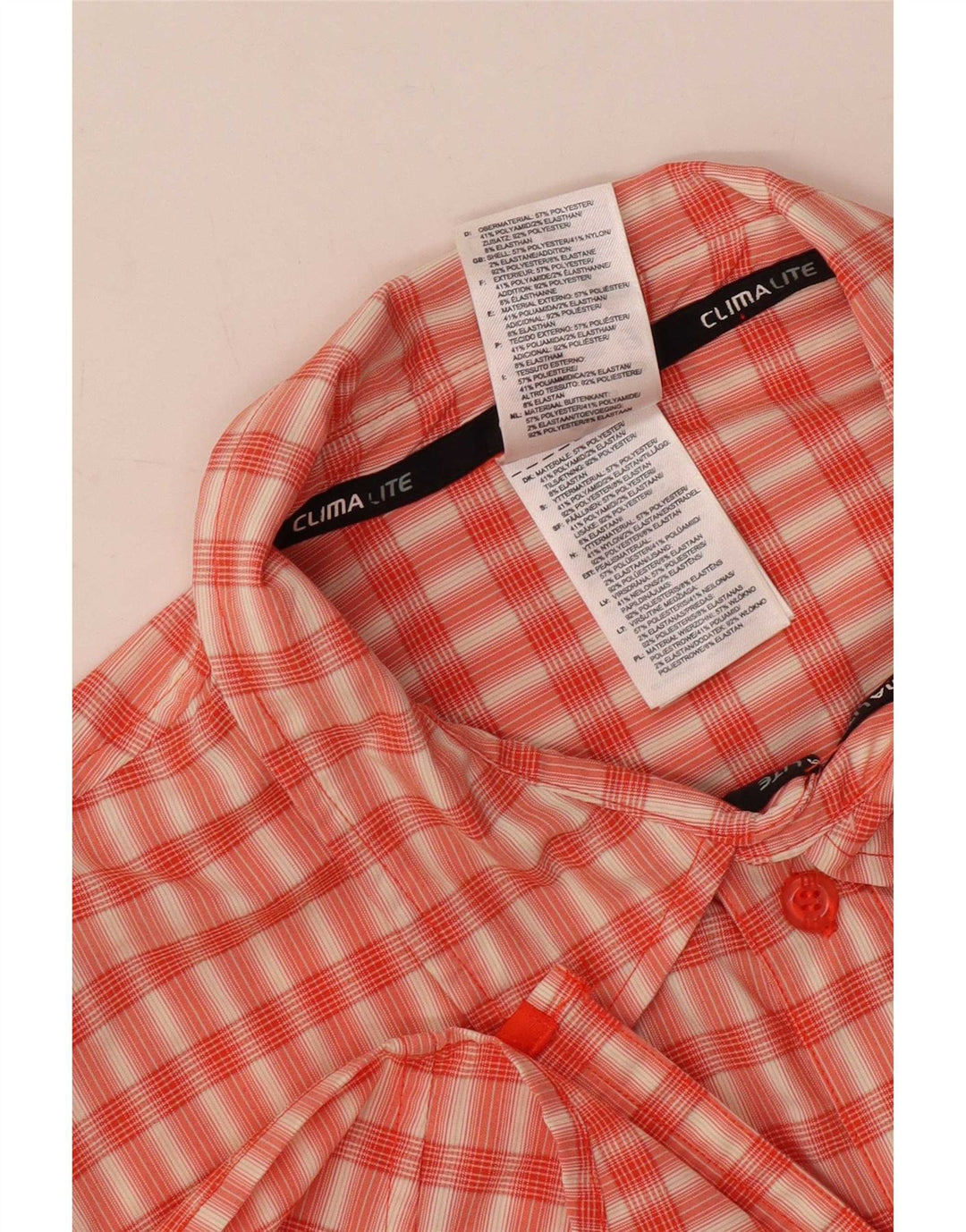 Adidas Herren Climalite Kurzarmhemd, großes orangefarbenes Karo-Polyester