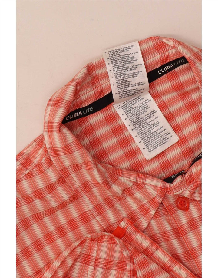 Adidas Herren Climalite Kurzarmhemd, großes orangefarbenes Karo-Polyester