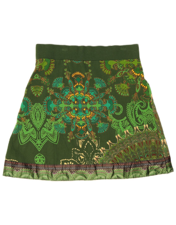 Desigual Damen Grafik-Minirock Medium W30 Grüne Blumen-Baumwolle