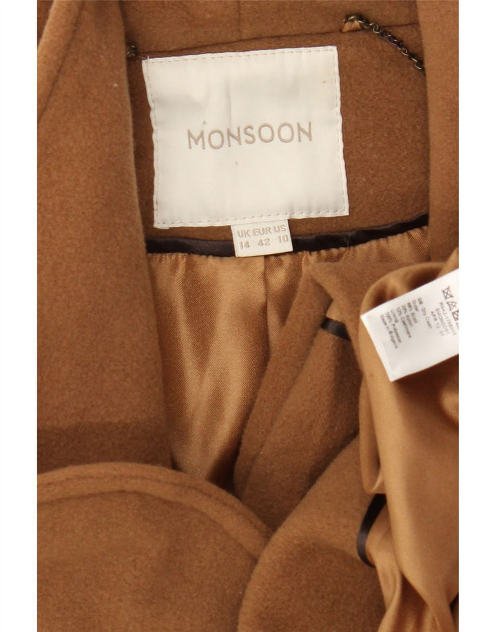 Monsoon Damenmantel UK 14 Mittelbraune Wolle