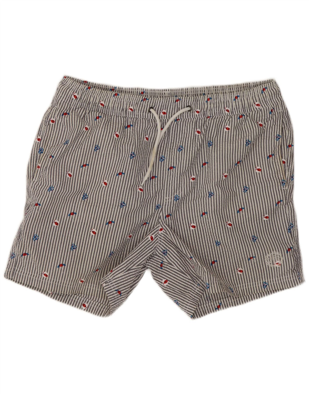 Jack & Jones Herren-Badeshorts mit Grafik, mittelblaue Nadelstreifen-Baumwolle