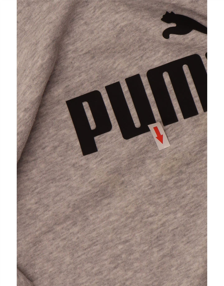 Puma Womens Graphic Sweatshirt Pullover UK 12 Mittelgrau gefleckte Baumwolle