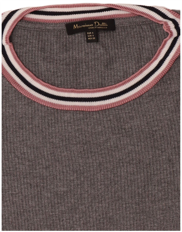 Massimo Dutti Damen T-Shirt Top UK 10 Small Grau