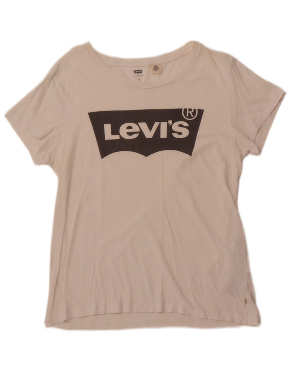 LEVI'S Damen-T-Shirt mit Grafik, UK 12, mittelweiße Baumwolle