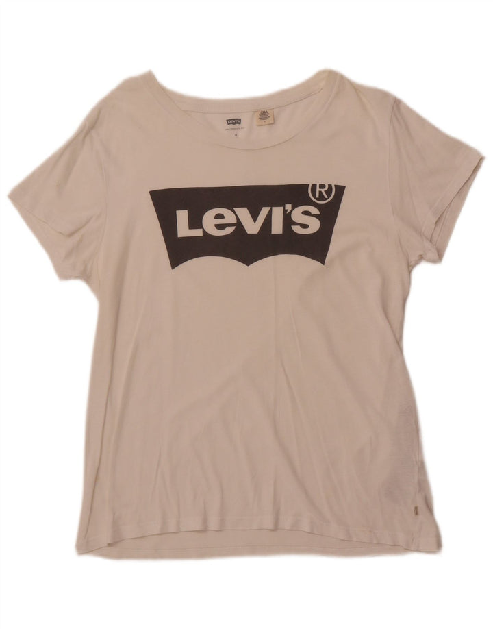 LEVI'S Damen-T-Shirt mit Grafik, UK 12, mittelweiße Baumwolle
