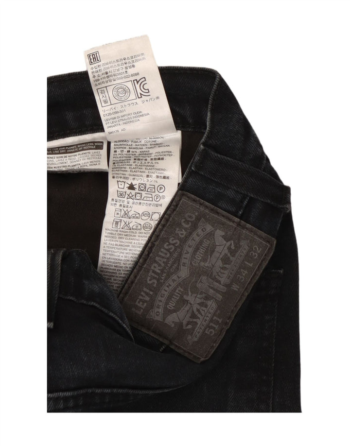 Levi's Herren 511 Slim Jeans W34 L32 Schwarze Baumwolle