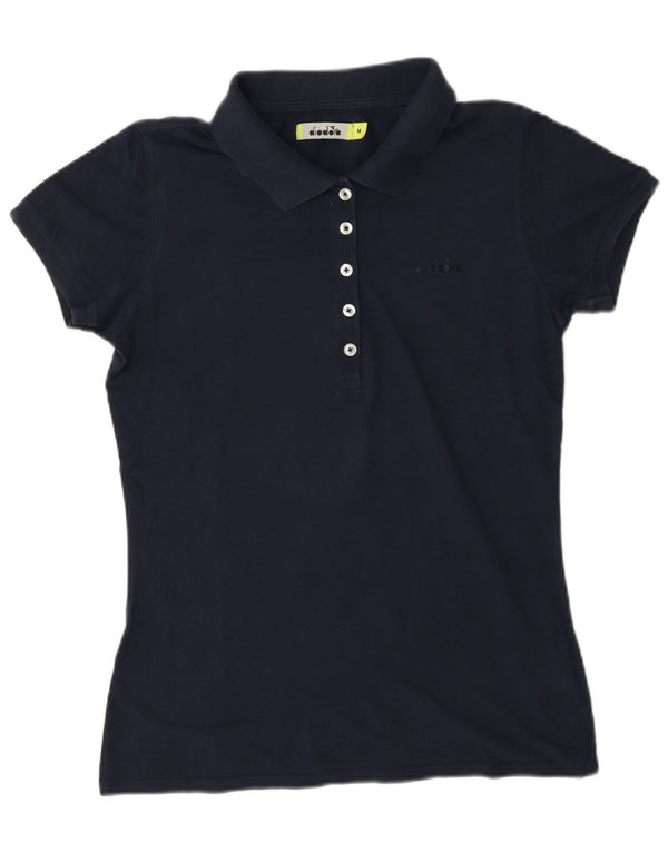 Diadora Damen Poloshirt UK 14 Medium Marineblau Baumwolle
