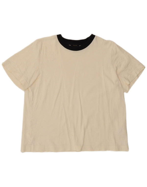 Massimo Dutti Damen T-Shirt Top UK 18 XL Off White Baumwolle