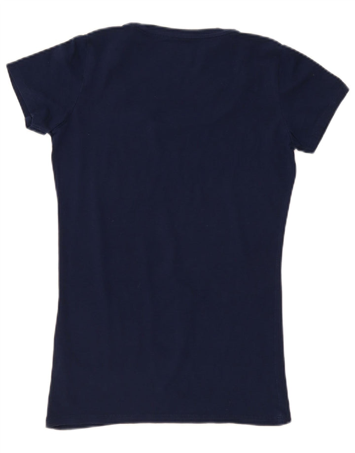 Guess Damen Grafik-T-Shirt-Oberteil UK 12 Medium Marineblau