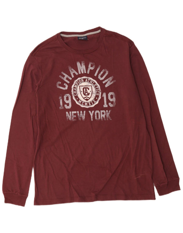 Champion Herren Graphic Top Langarm XL Burgund Baumwolle