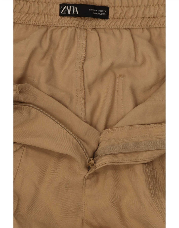 Zara Damen-Jogger-Cargohose, mittelgroß, W28, L27, beige Viskose