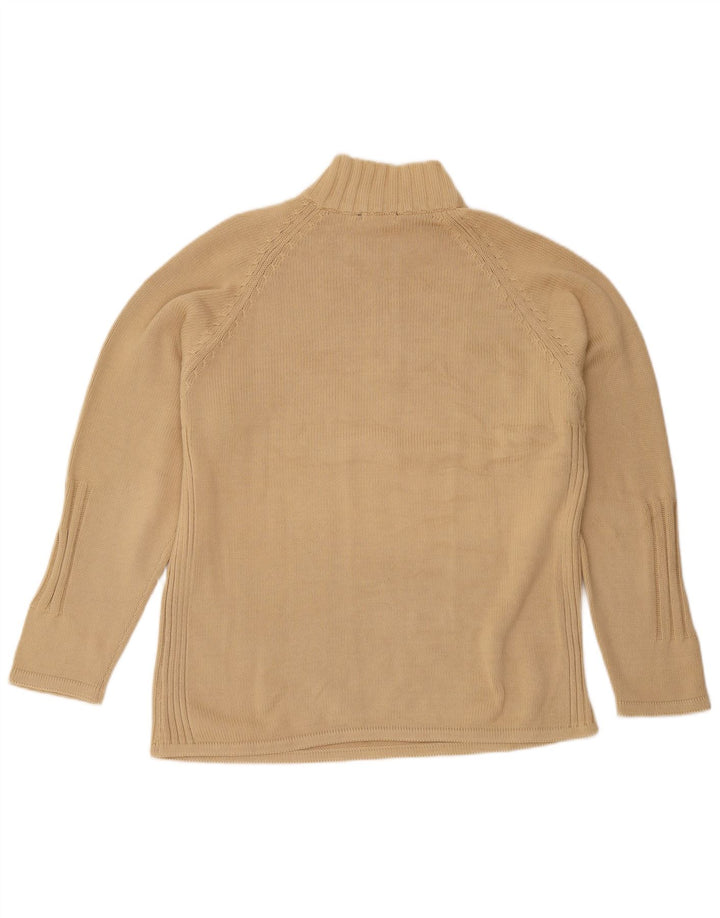 Osvaldo Bruni Herren-Pullover mit Reißverschluss am Hals, große beige Baumwolle