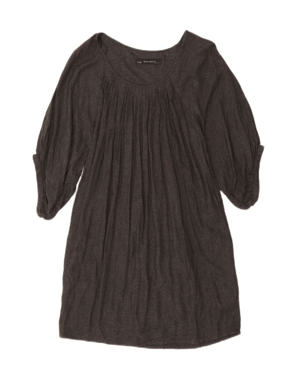 Zara Damen 3/4-Ärmel übergroßes Zeltkleid UK 10 Small Graue Viskose