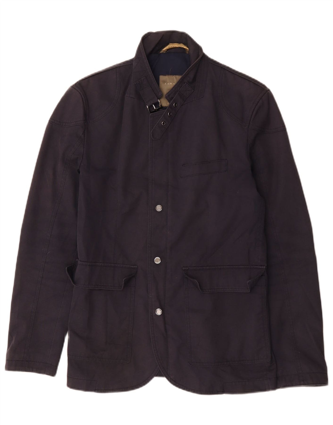 Zara Herren-Utility-Jacke UK 38 Mittelmarineblaue Baumwolle