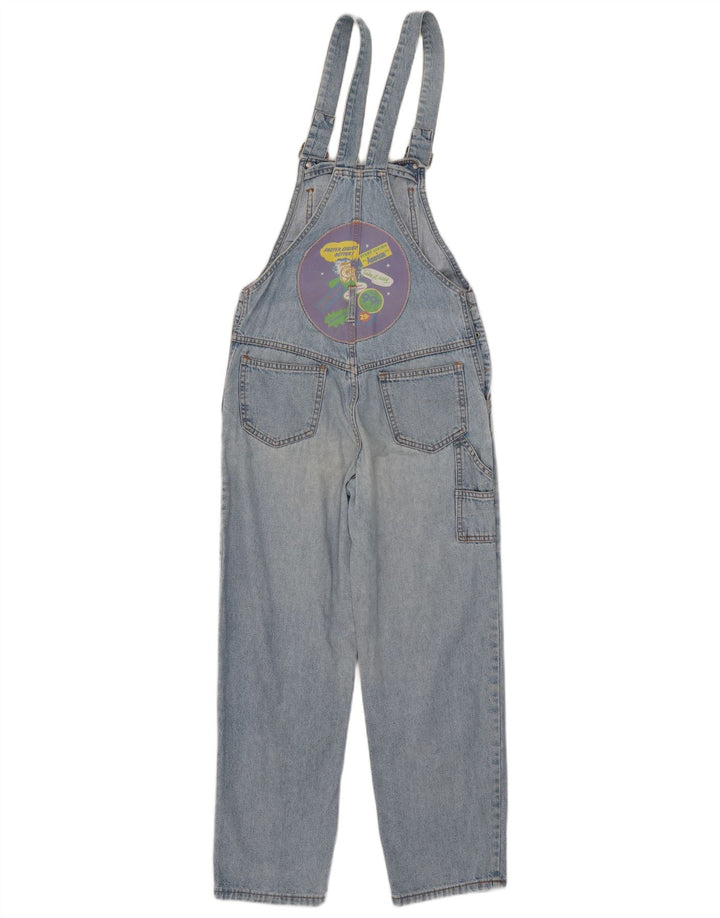 Vintage Damen Latzhose mit gerader Grafik und gerader Jeans, EU 38, mittelblaue Baumwolle