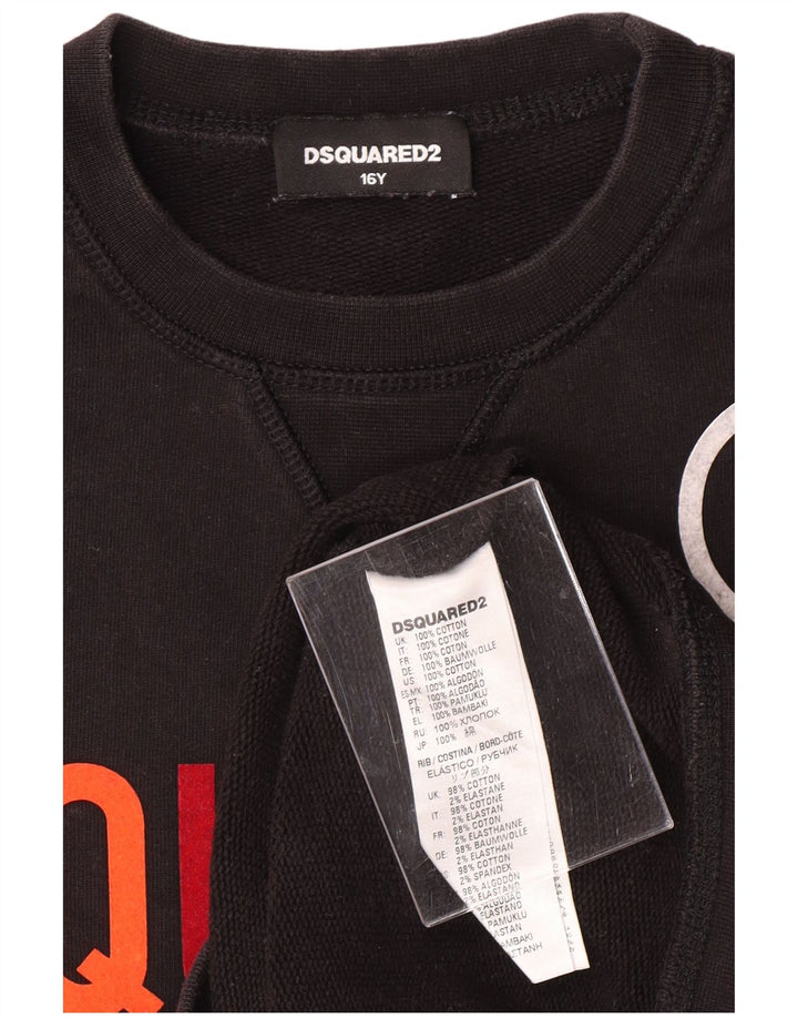 DSQUARED2 Mädchen-Sweatshirt mit Grafik, 15–16 Jahre, schwarze Baumwolle