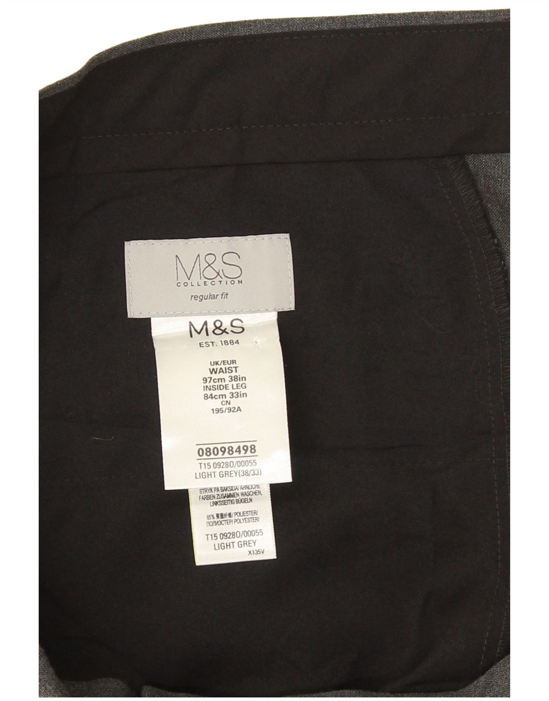Marks & Spencer Herren-Anzughose in normaler Passform, W38 L28, grau, Polyester